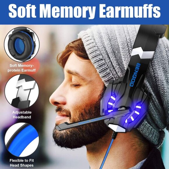 Stereo Gaming Headset for PS4 PC Xbox One PS5 Controller - Picture 3 of 8